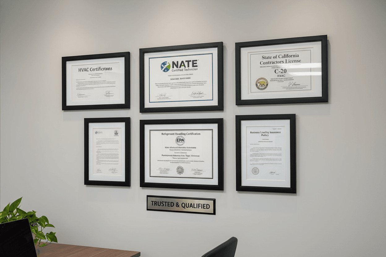 HVAC certifications and licenses