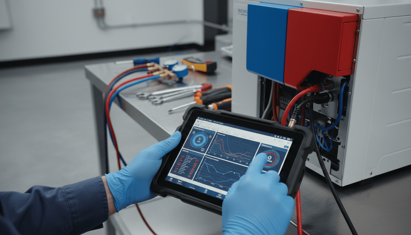 Professional heating service technician